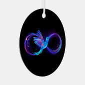 Neon Infinity Symbol mit dem leuchtenden Hummingbi Ornament Aus Metall (Vorderseite Rechts)