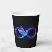 Neon Infinity Symbol mit dem leuchtenden Hummingbi Pappbecher (Vorderseite)