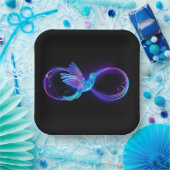 Neon Infinity Symbol mit dem leuchtenden Hummingbi Pappteller (Party)