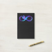 Neon Infinity Symbol mit dem leuchtenden Hummingbi Post-it Klebezettel (Auf Schreibtisch)