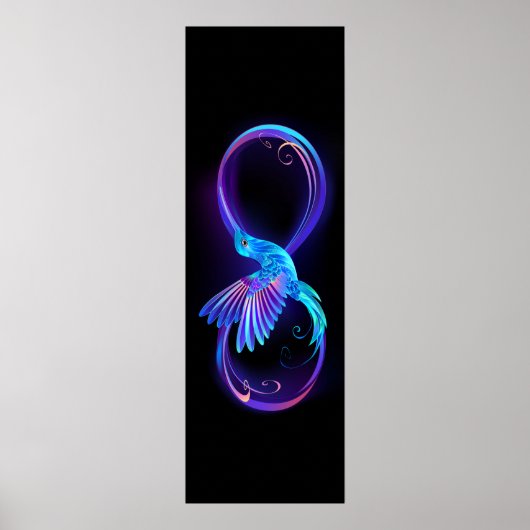 Neon Infinity Symbol mit dem leuchtenden Hummingbi Poster (Vorne)
