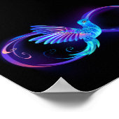 Neon Infinity Symbol mit dem leuchtenden Hummingbi Poster (Ecke)