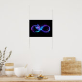 Neon Infinity Symbol mit dem leuchtenden Hummingbi Poster (Küche)