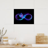 Neon Infinity Symbol mit dem leuchtenden Hummingbi Poster (Küche)