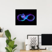 Neon Infinity Symbol mit dem leuchtenden Hummingbi Poster (Heimbüro)