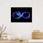 Neon Infinity Symbol mit dem leuchtenden Hummingbi Poster (Küche)