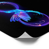 Neon Infinity Symbol mit dem leuchtenden Hummingbi Poster (Ecke)