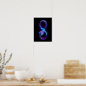 Neon Infinity Symbol mit dem leuchtenden Hummingbi Poster (Küche)