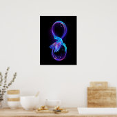 Neon Infinity Symbol mit dem leuchtenden Hummingbi Poster (Küche)