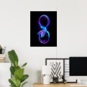 Neon Infinity Symbol mit dem leuchtenden Hummingbi Poster (Heimbüro)