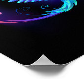 Neon Infinity Symbol mit dem leuchtenden Hummingbi Poster (Ecke)