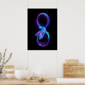 Neon Infinity Symbol mit dem leuchtenden Hummingbi Poster (Küche)