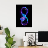 Neon Infinity Symbol mit dem leuchtenden Hummingbi Poster (Heimbüro)
