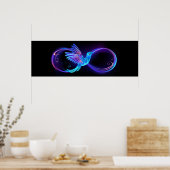 Neon Infinity Symbol mit dem leuchtenden Hummingbi Poster (Küche)