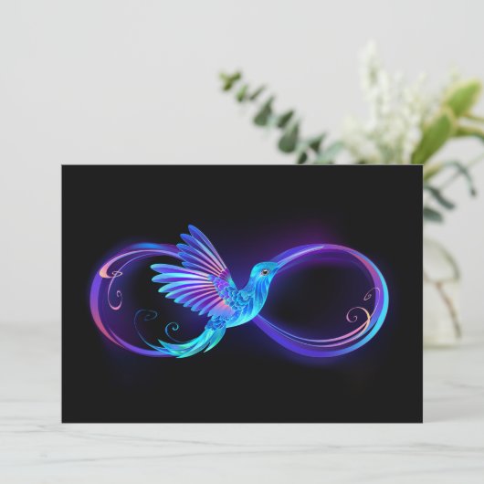 Neon Infinity Symbol mit dem leuchtenden Hummingbi Programm (Stehend Vorderseite)