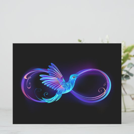Neon Infinity Symbol mit dem leuchtenden Hummingbi Programm (Stehend Vorderseite)
