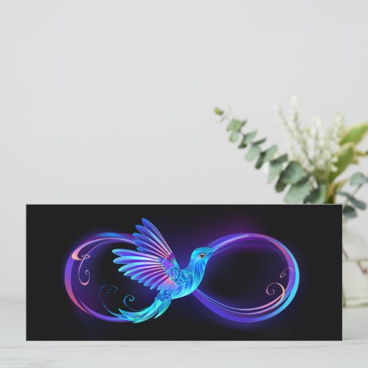 Neon Infinity Symbol mit dem leuchtenden Hummingbi Programm (Stehend Vorderseite)