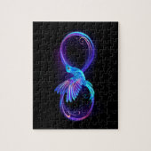 Neon Infinity Symbol mit dem leuchtenden Hummingbi Puzzle (Vertikal)
