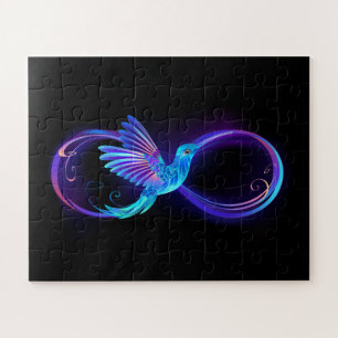 Neon Infinity Symbol mit dem leuchtenden Hummingbi Puzzle
