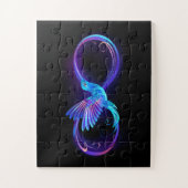 Neon Infinity Symbol mit dem leuchtenden Hummingbi Puzzle (Vertikal)