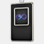 Neon Infinity Symbol mit dem leuchtenden Hummingbi Rahmen-Ornament Silber (Links)