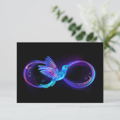 Neon Infinity Symbol mit dem leuchtenden Hummingbi RSVP Karte (Stehend Vorderseite)