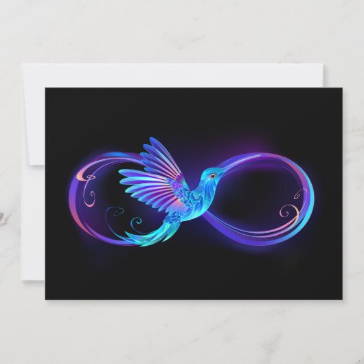 Neon Infinity Symbol mit dem leuchtenden Hummingbi Save The Date (Vorderseite)