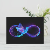 Neon Infinity Symbol mit dem leuchtenden Hummingbi Save The Date (Stehend Vorderseite)
