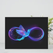 Neon Infinity Symbol mit dem leuchtenden Hummingbi Save The Date (Stehend Vorderseite)