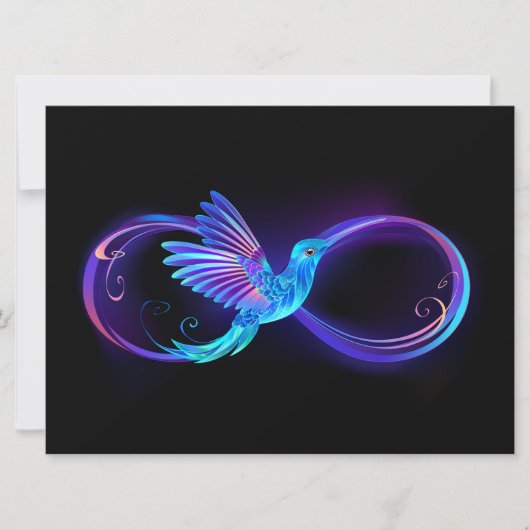 Neon Infinity Symbol mit dem leuchtenden Hummingbi Save The Date (Vorderseite)