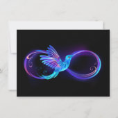 Neon Infinity Symbol mit dem leuchtenden Hummingbi Save The Date (Vorderseite)