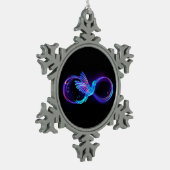 Neon Infinity Symbol mit dem leuchtenden Hummingbi Schneeflocken Zinn-Ornament (Links)
