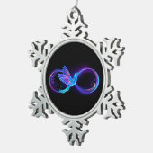 Neon Infinity Symbol mit dem leuchtenden Hummingbi Schneeflocken Zinn-Ornament (Rechts)