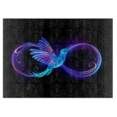 Neon Infinity Symbol mit dem leuchtenden Hummingbi Schneidebrett (Vorderseite)
