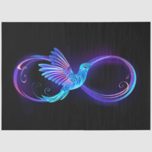 Neon Infinity Symbol mit dem leuchtenden Hummingbi Seidenpapier