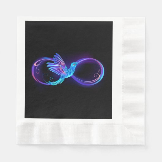 Neon Infinity Symbol mit dem leuchtenden Hummingbi Serviette (Vorderseite)