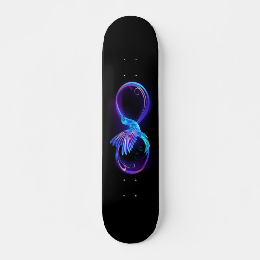 Neon Infinity Symbol mit dem leuchtenden Hummingbi Skateboard (Vorne)
