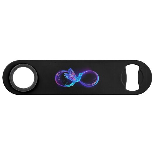 Neon Infinity Symbol mit dem leuchtenden Hummingbi Speed Flaschenöffner (Vorderseite (Horizontal))