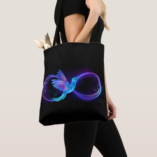 Neon Infinity Symbol mit dem leuchtenden Hummingbi Tasche (Von Nahem)