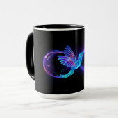 Neon Infinity Symbol mit dem leuchtenden Hummingbi Tasse (Vorderseite Links)