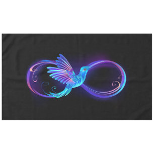 Neon Infinity Symbol mit dem leuchtenden Hummingbi Tischdecke