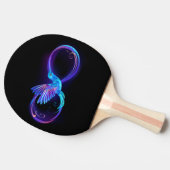 Neon Infinity Symbol mit dem leuchtenden Hummingbi Tischtennis Schläger (Seitenansicht)