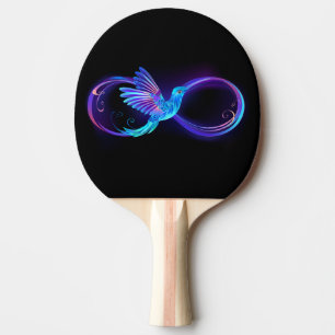 Neon Infinity Symbol mit dem leuchtenden Hummingbi Tischtennis Schläger