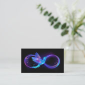 Neon Infinity Symbol mit dem leuchtenden Hummingbi Treuekarte (Stehend Vorderseite)