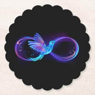 Neon Infinity Symbol mit dem leuchtenden Hummingbi Untersetzer