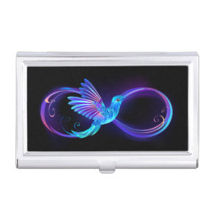 Neon Infinity Symbol mit dem leuchtenden Hummingbi Visitenkarten Dose