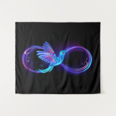 Neon Infinity Symbol mit dem leuchtenden Hummingbi Wandteppich (Vorderseite (Horizontal))