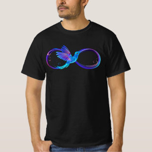 Neon-Infinity-Symbol mit leuchtendem Kolibri T-Shirt