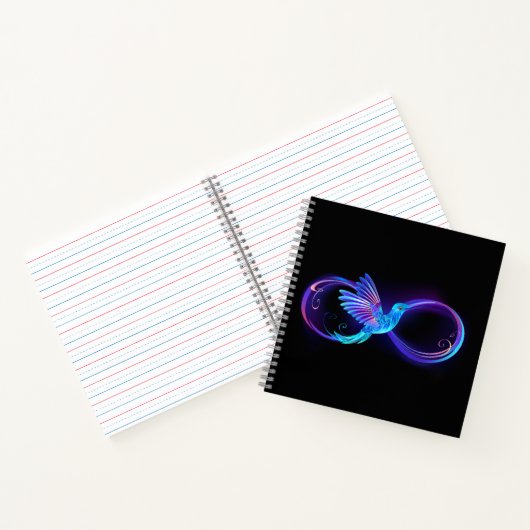 Neon Infinity Symbol with Glowing Hummingbird Notizblock (Innenseite)