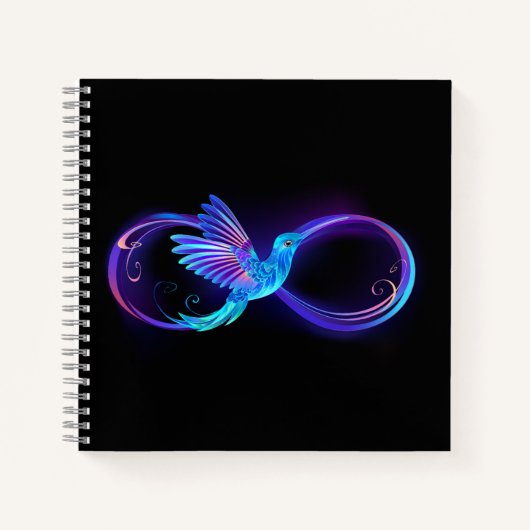 Neon Infinity Symbol with Glowing Hummingbird Notizblock (Vorderseite)